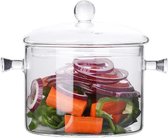 Glazen Kookpan - Hittebestendig - 1900 ml - met deksel - Glanzend - Glas