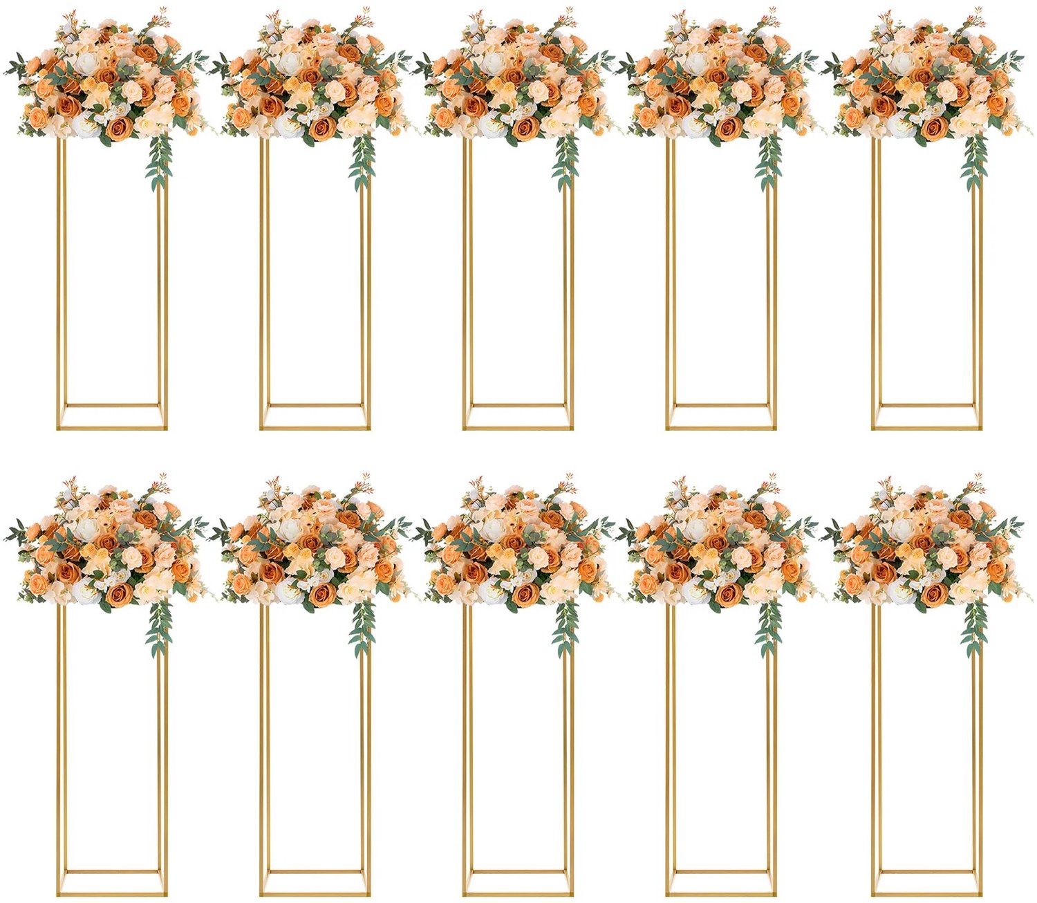 Veya Bloemenstandaard 10 stuks - Goud - Plantenstanaard - Bloemenrek - Decoratie bloemen - Voor feest, bruiloft, jubileum - 80cm h