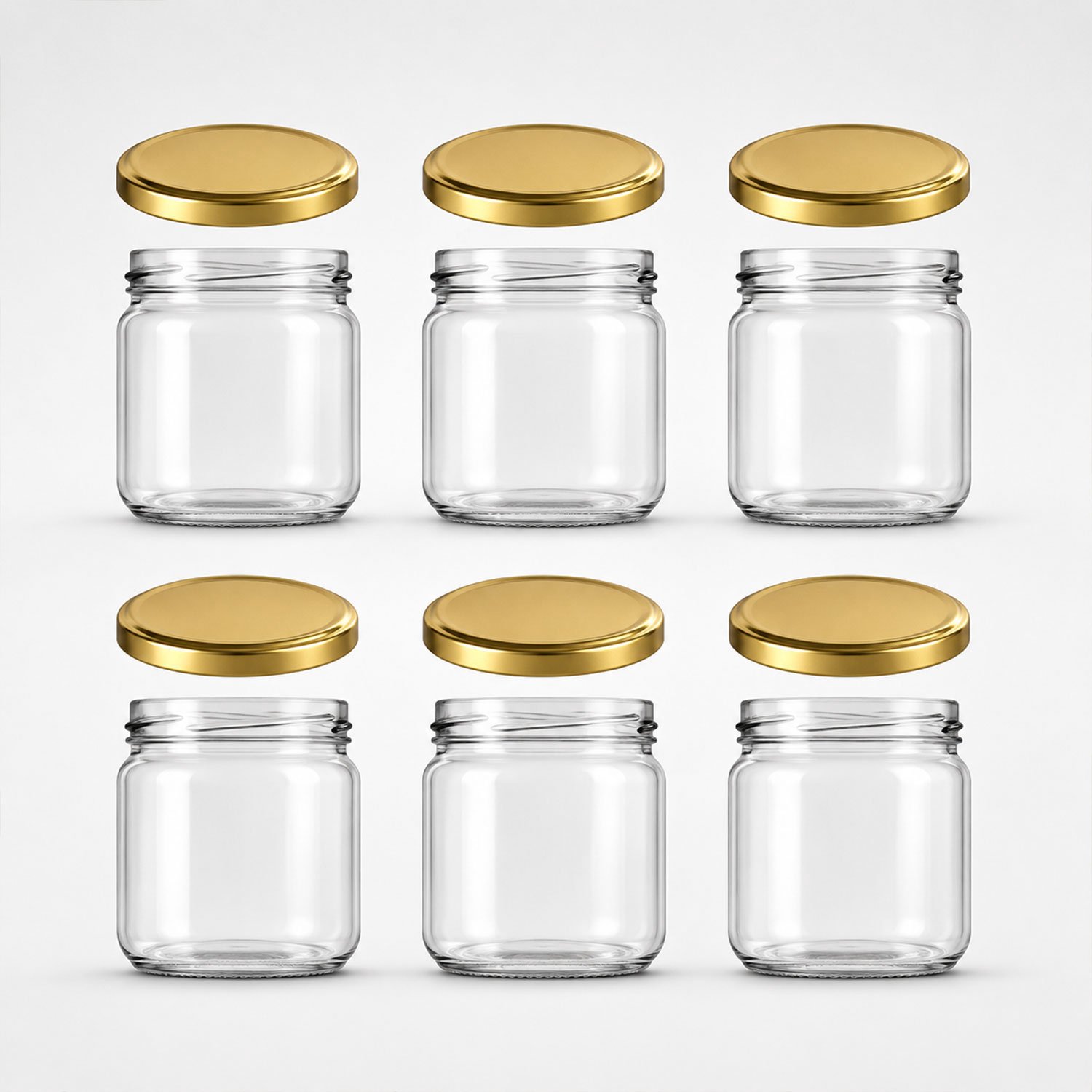 Jungengel Babypotjes Glas 6 Stuks 210 ml met Deksel - Bewaarpotjes Babyvoeding Babyhapjes Yoghurt - Glazen Potjes met Gouden Schroefdeksel 63 mm - Voorraadpotjes Hersluitbaar Koelkast Vriezer Meal Prep