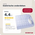 Inventum HN135 elektrische onderdeken, lichtblauw, met beoordeling 4.4/5 en een positieve review.
