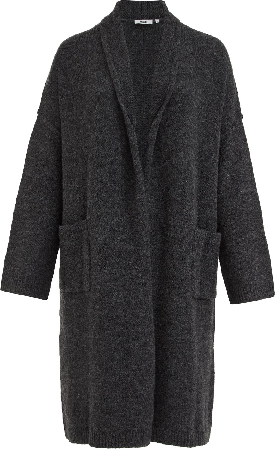 WE Fashion Dames lang gebreid vest van wolmix - Curve