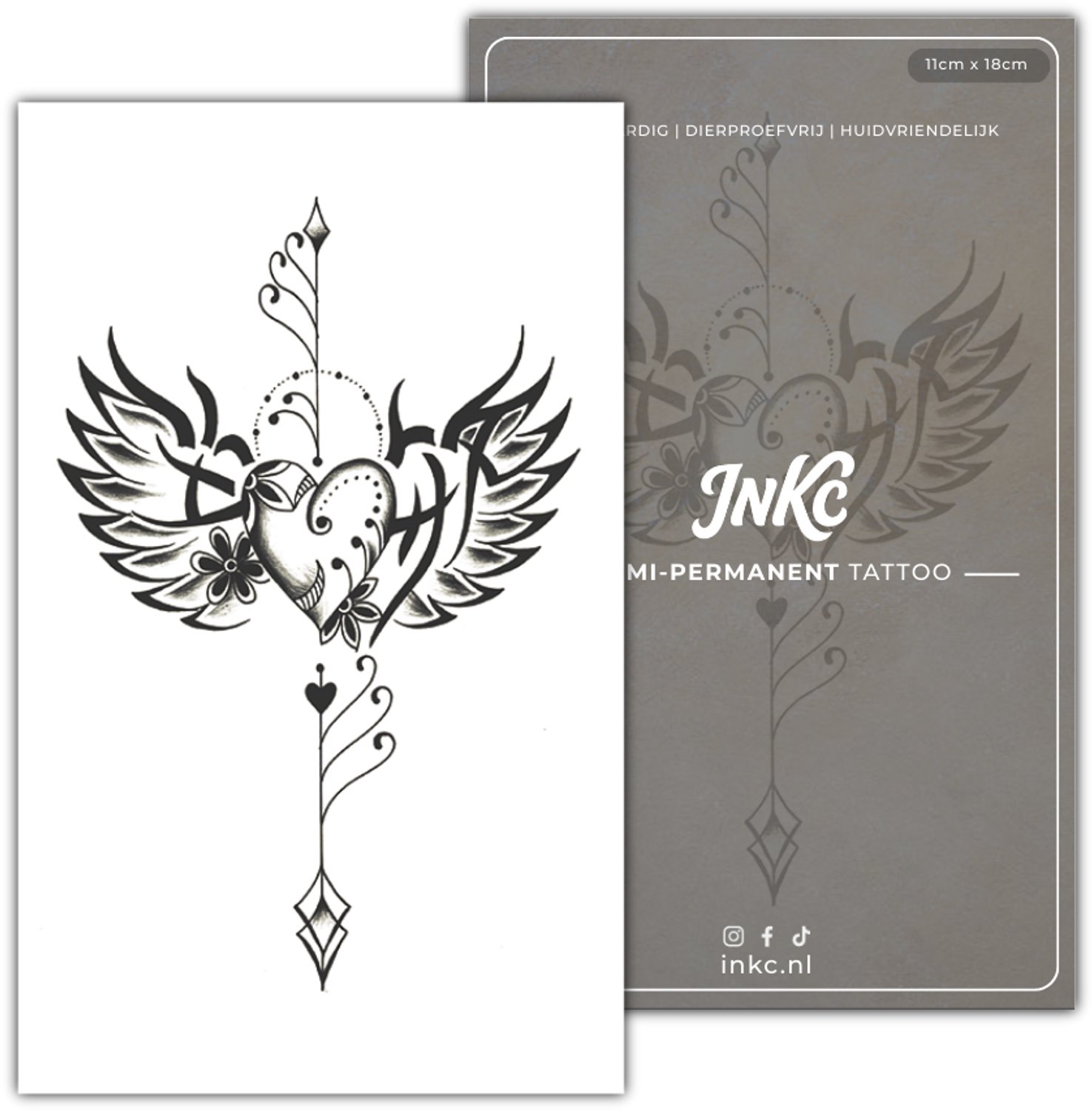 INKC - Tijdelijke Tattoo - Liefdeswijzer - Nep Tattoo - Plak Tattoos - Blijft tot 2 weken - 11 x 18cm