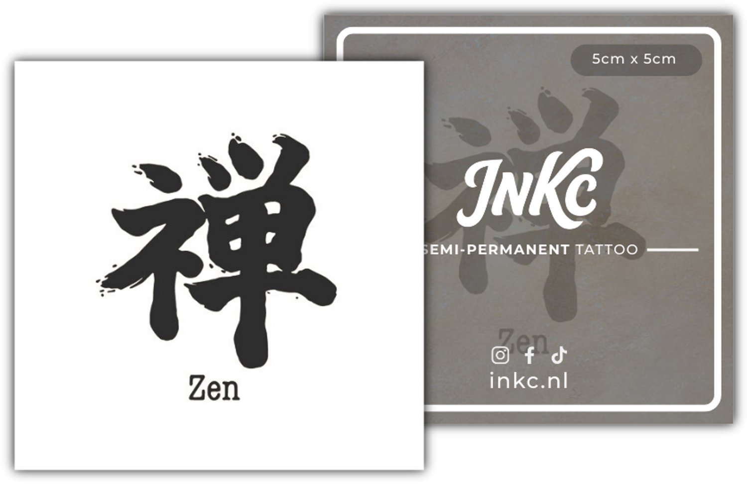 INKC - Tijdelijke Tattoo - Zen - Nep Tattoo - Plak Tattoos - Blijft tot 2 weken - 5 x 5cm