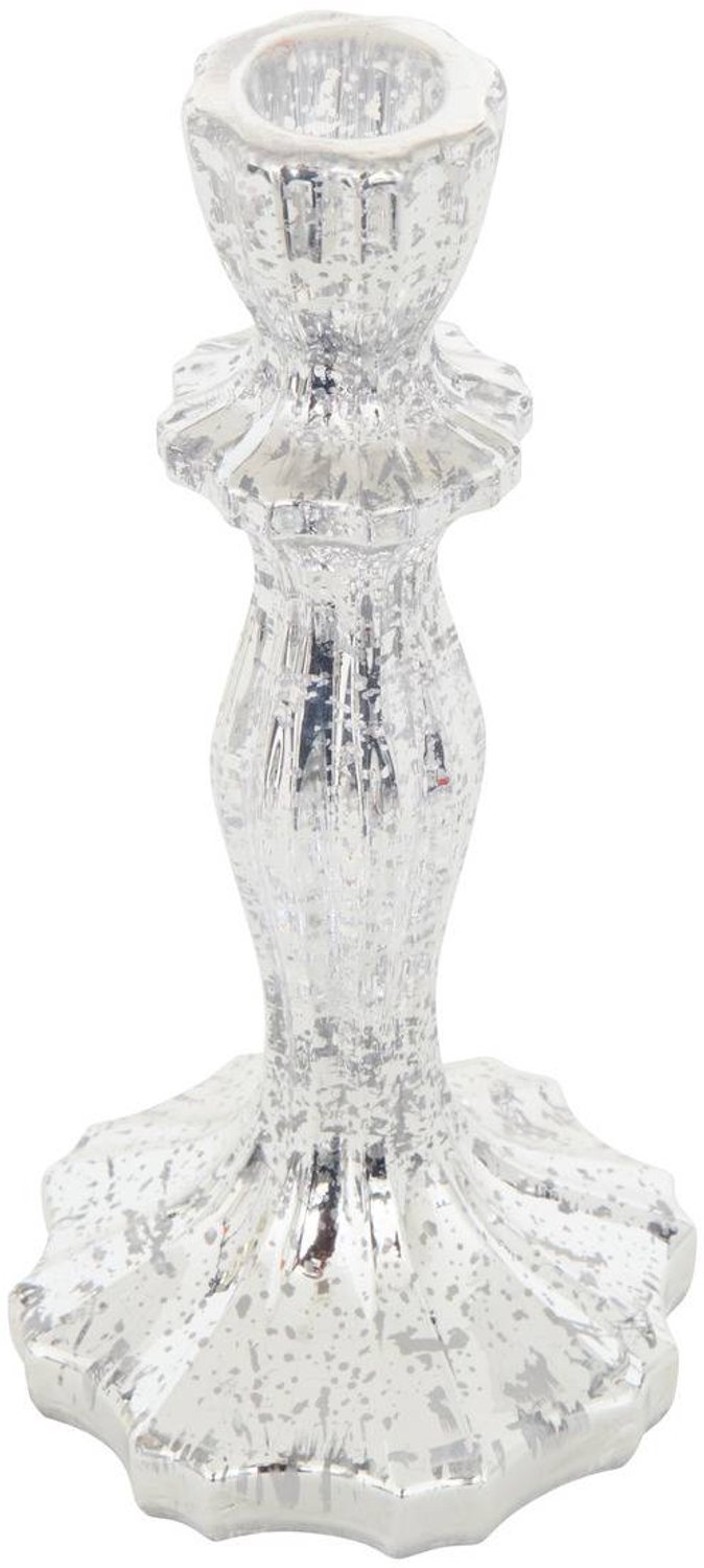 Kerstkaarsenhouder van verzilverd glas, hoogte 20 cm