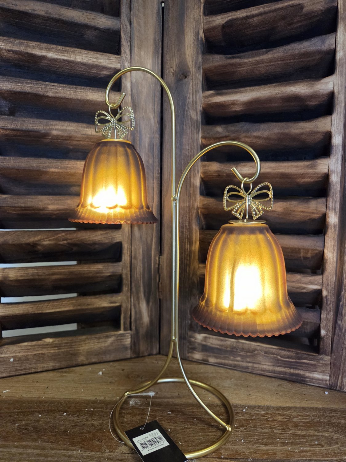 LED kerst Bel*2 m/standaard Charly M bruin-23x11,5x34,5CM - 1 stuk