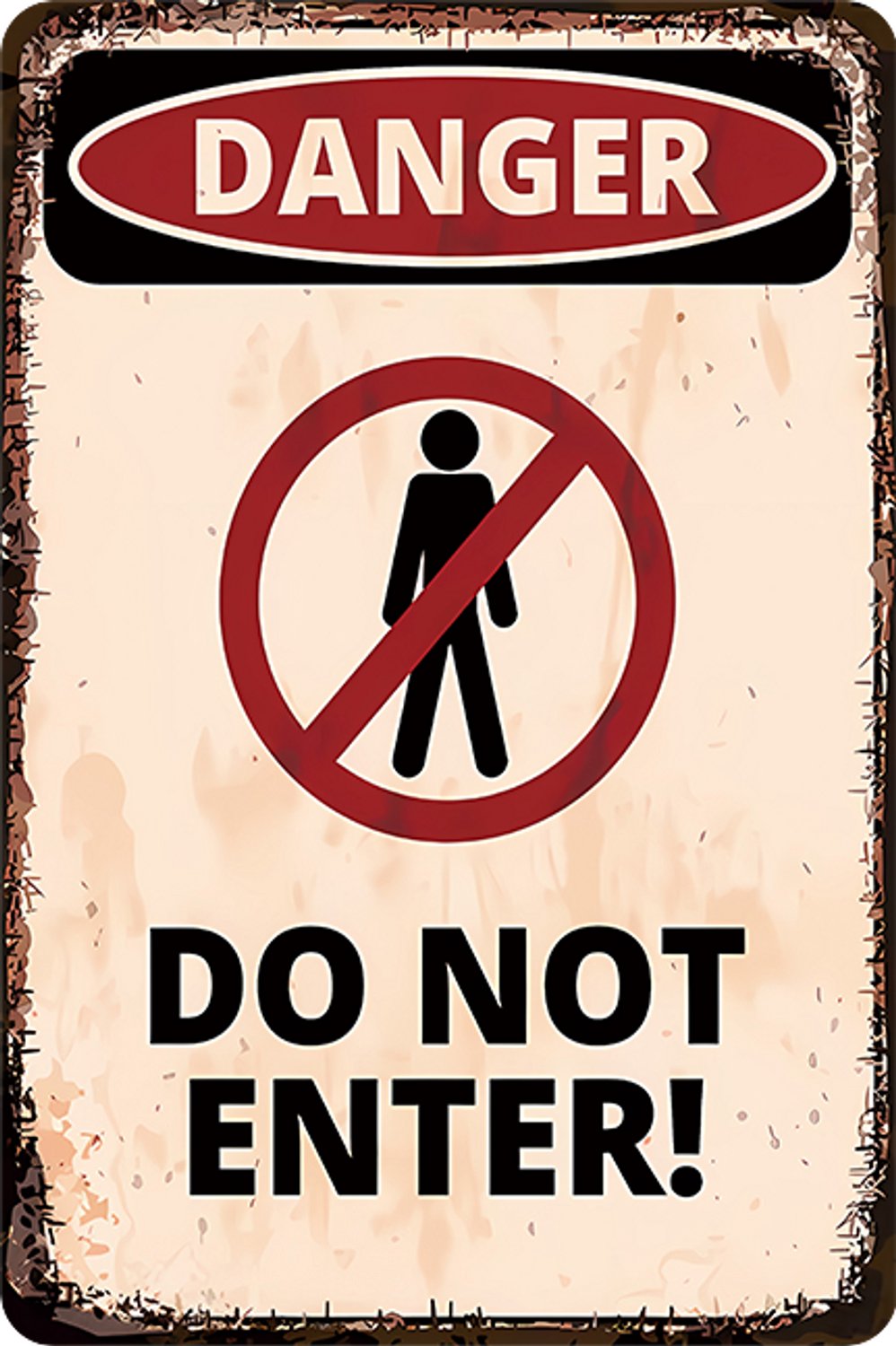 Danger Do Not Enter! Metalen Wandbord 30x20cm – Niet Betreden Waarschuwingsbord – Verbodsbord – Vintage Retro Bord – Garage Werkplaats