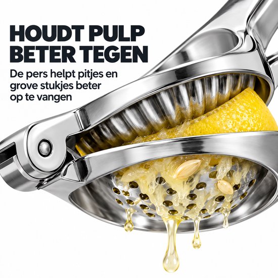 Montzys® Citroenpers RVS - Handmatig te Bedienen Citruspers, Limoenpers & Fruitpers - Pers voor Citroen & Limoen - Vaatwasserbestendig Keukengerei van Montzys — afbeelding 3