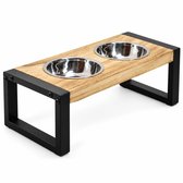 Kroon - Voerbakje Hond Kat M - Voerbak - Hondenbak - Dinerset - Industrieel - M 44cm - Bruin - M: 44x19x15 cm