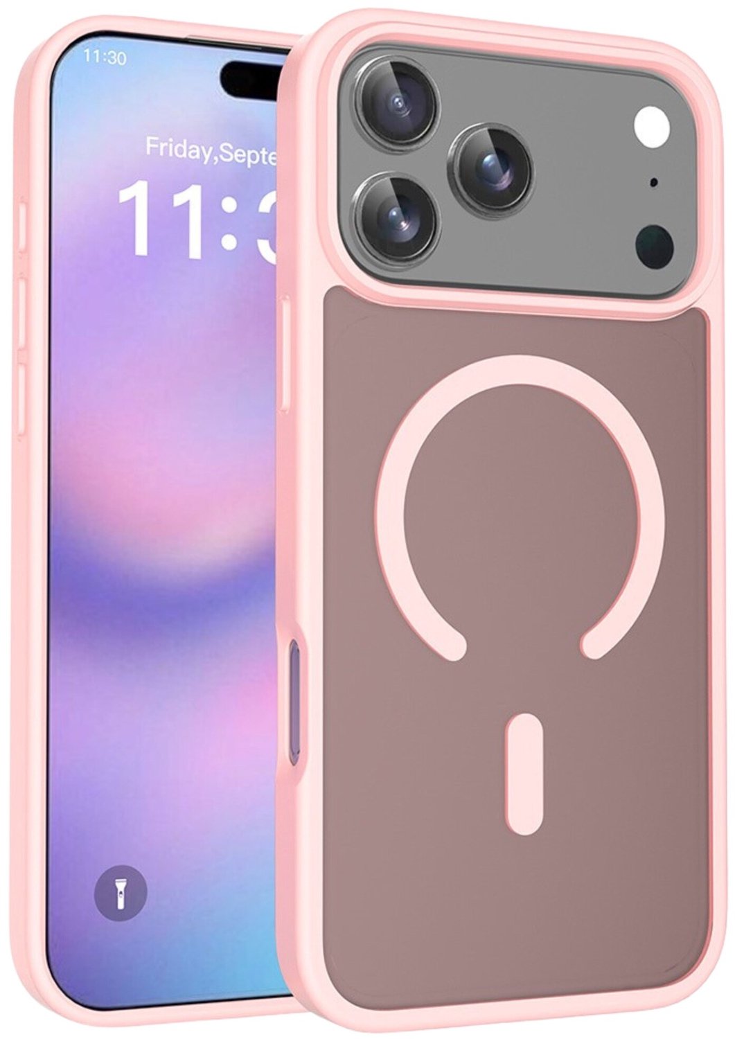 Casety Geschikt voor iPhone 18 Pro Max / Geschikt voor iPhone 17 Pro Max hoesje - slanke backcover met magnetisch ondersteuning - Lichtroze