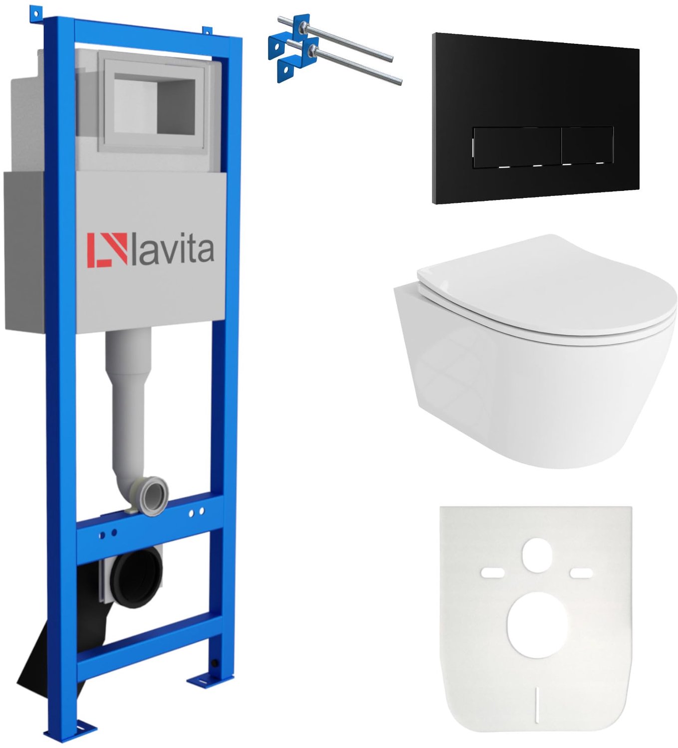 LAVITA complete toiletset PRAIA LAV 101 LAV 200.3.4 randloos zwart