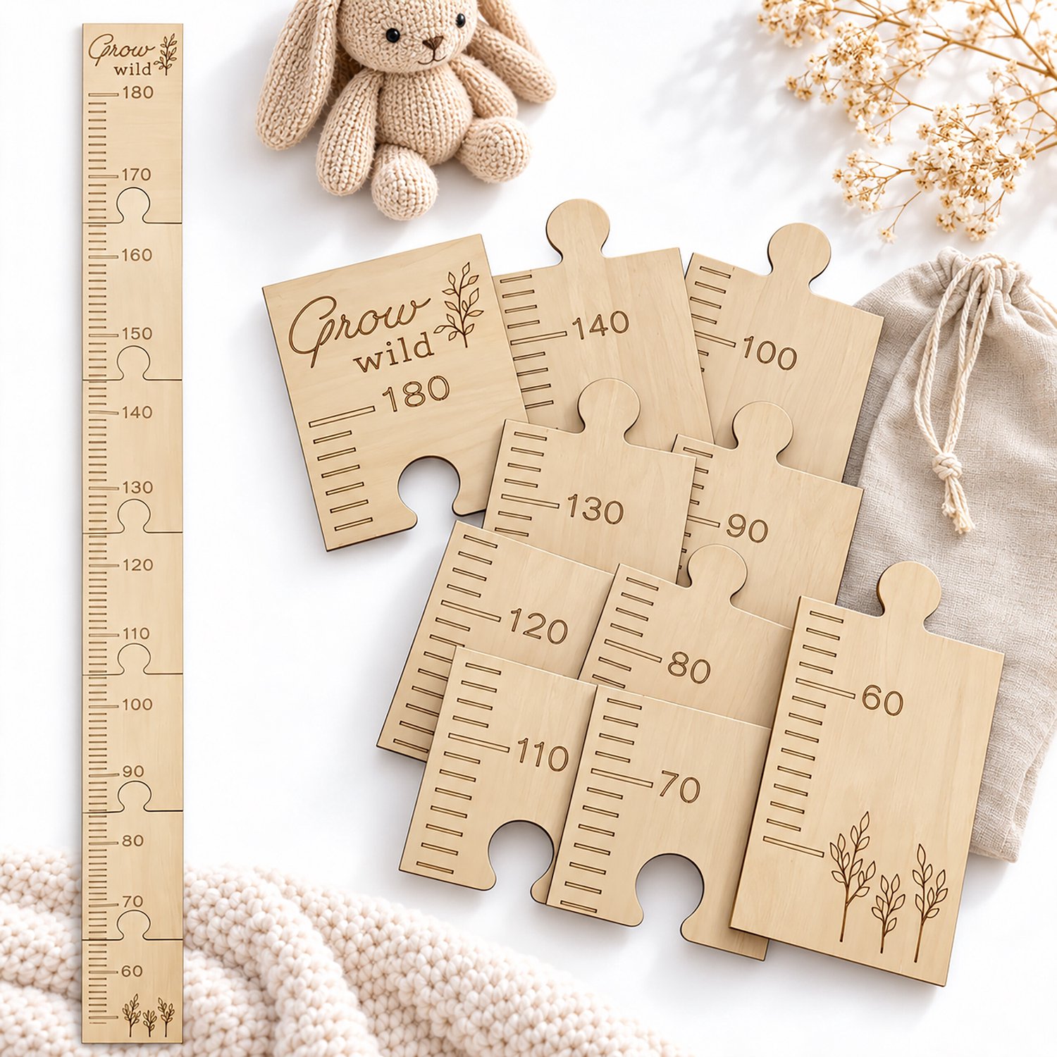 Groeimeter - 50-180 cm - naturel - Groei wild