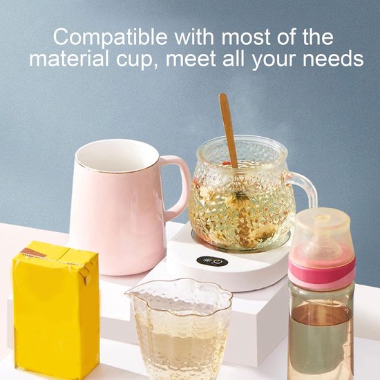 Warme kop, verwarmde ondergrond, constante temperatuurbasis, bureaublad kleine koffiemok warmer voor bureau-bureau kantoor thuis (koffiegeschenken) -50 ℃ constante temperatuur 16W gemakkelijke schoonmaak elektrische verwarmde mok warmer — afbeelding 4