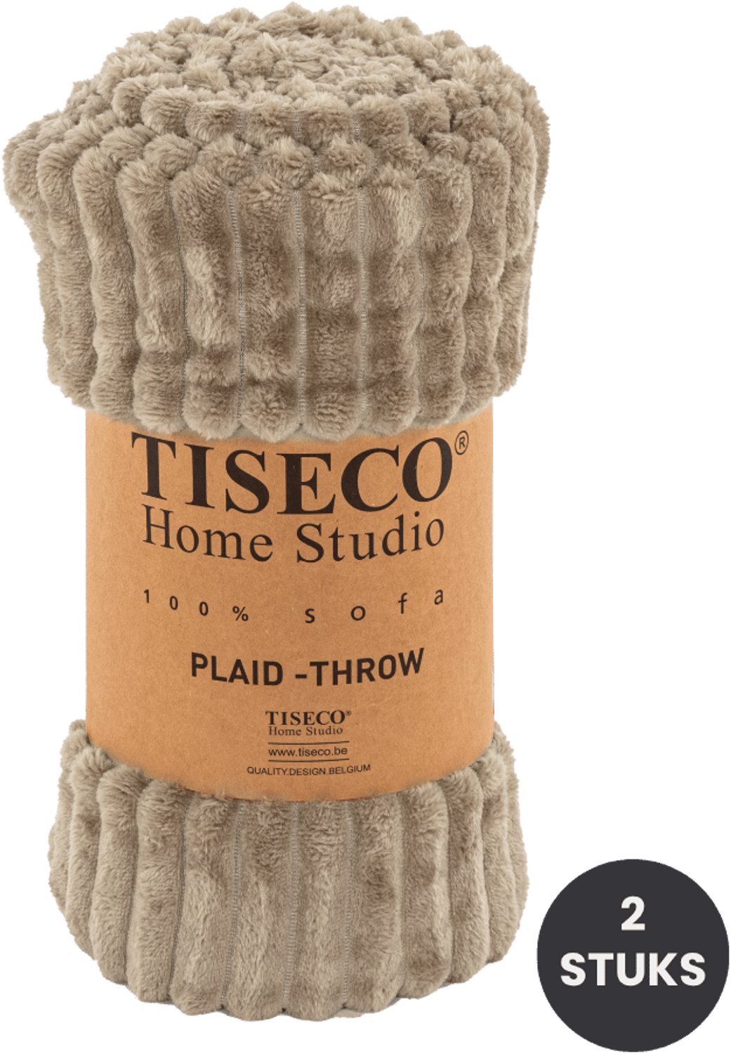 Tiseco - Deken RIBBLE - SET/2 - microflanel plaid - 130x160 cm - Taupe