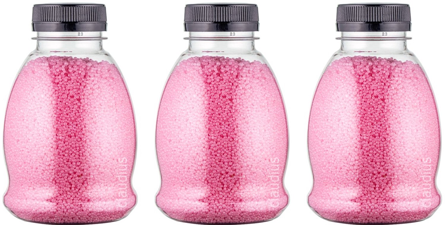 Claudius Badkaviaar Rozen - 225 gram - Fles met zwarte dop - set van 3 stuks - bad parels voor in bad
