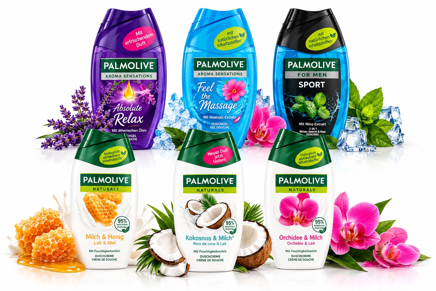 Palmolive - Douchegel - 6 verschillende soorten - 6x250ml
