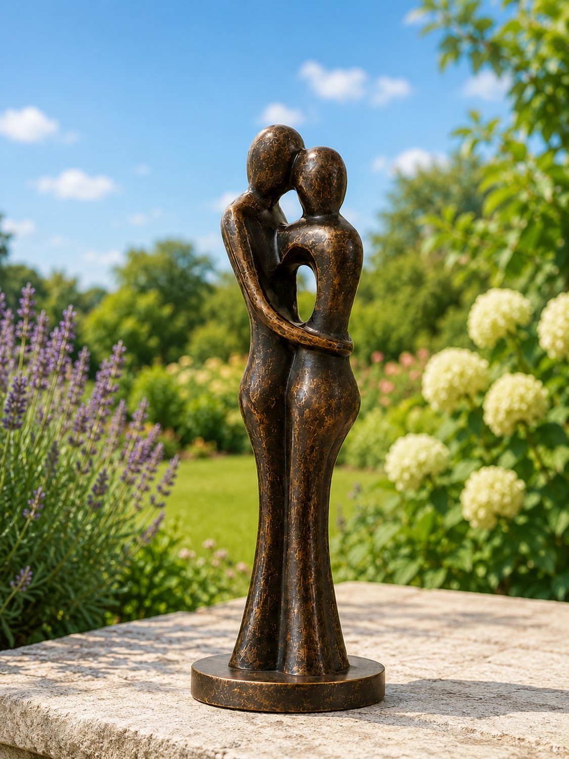 Beeld Brons Abstract Liefdespaar | Bronzen Beeld| Modern Beeld / man en vrouw / tuinbeeld