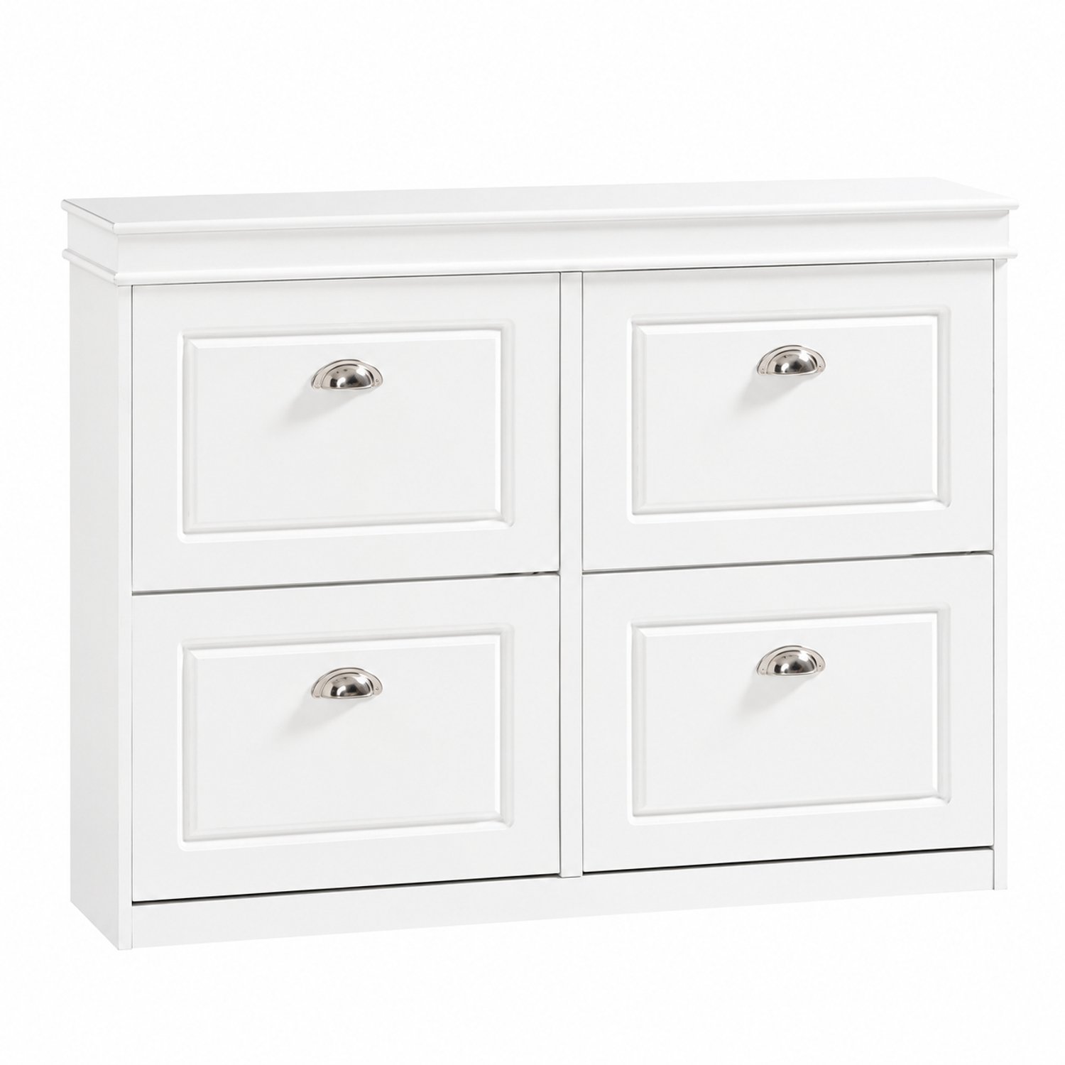 Sellino Schoenenrek - Schoenenkast - Ruime Kast met 4 Kleppen - Veel opbergruimte - Ruime indeling - Wit - 105 x 83 x 24 cm