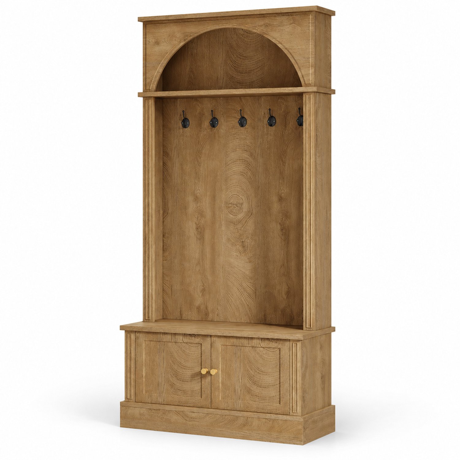 DMG Supply Kapstok met Zitbank en Schoenenkast - 5 Dubbele Haken - 83 x 35 x 180 cm - Bruin