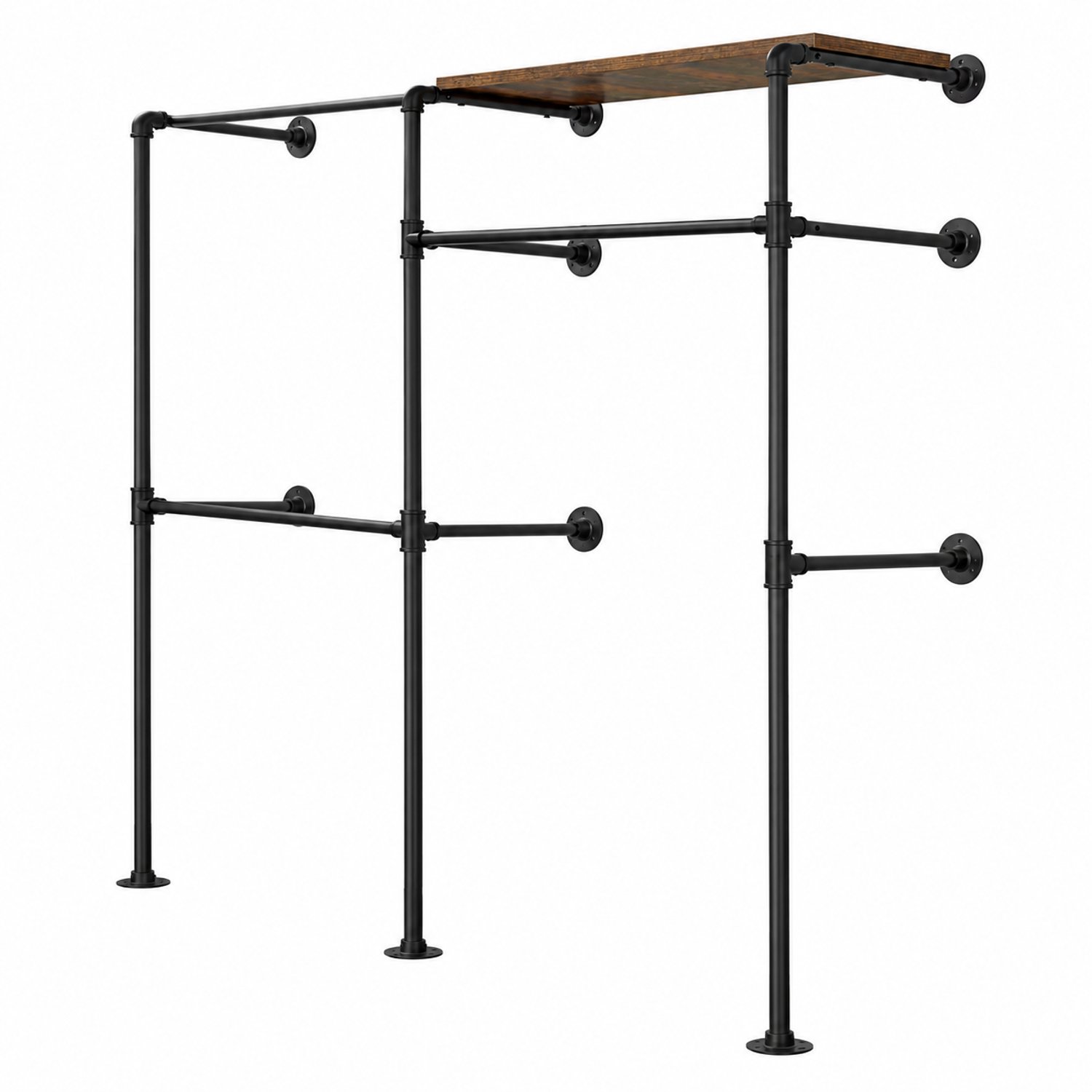 Tremeo Open Kledingkast - Garderobe - Zwart - 192,5x33,5x186 cm- Ruimtebesparend - Industrieel - Kledingrek - Inloopkast