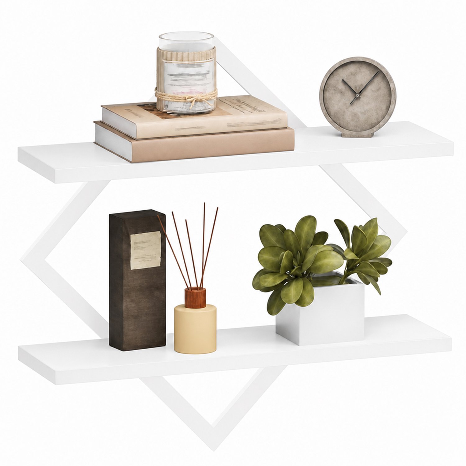 PIPIPOXER Wandplank - Zwevende - Wandrek - Boekenplank - set van 2 -voor woonkamer, slaapkamer, keuken - Hout - Wit