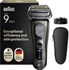 Braun Series 9 PRO+ elektrisch scheerapparaat in grafiet met etui, oplaadstandaard en doos met 'Exceptional efficiency'.