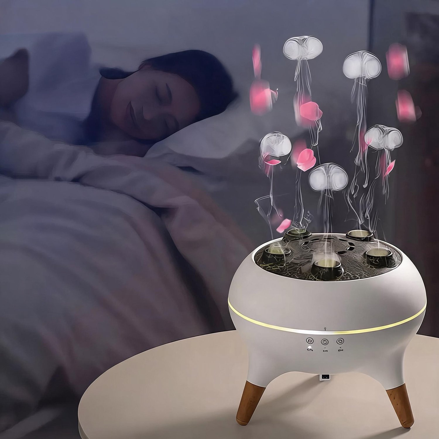 Ultrasone Luchtbevochtiger - 250ml - Aroma Diffuser - Jellyfish Mist - 5 Sproeiers - 7 Kleuren LED - 2 Nevelstanden - Timer 4/8 Uur - Stil tot 35 dB - Voor Slaapkamer thumbnail 5