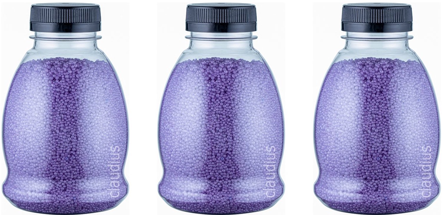 Claudius Badkaviaar Lavendel - 225 gram - Fles met zwarte dop - set van 3 stuks - bad parels voor in bad