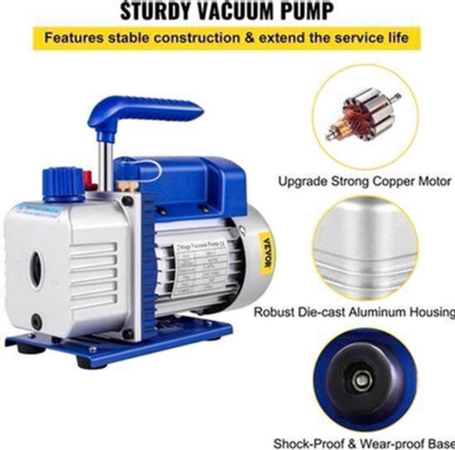 Vacuümpomp - Vacuümpomp Air Conditioner - Vacuümkamer - Vacuümkamer met pomp - Koelgereedschap - Air Conditioning Pomp - 9 CFM - 1 HP - 220V 5PA - Ultieme Vacuüm Koelmiddel HVAC Luchtgereedschap