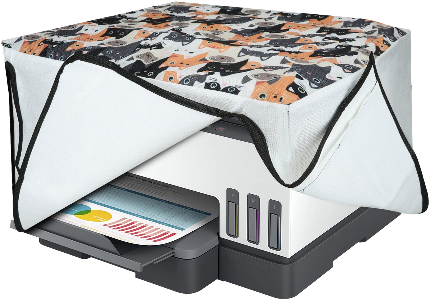 kwmobile linnen hoes geschikt voor HP Smart Tank 7305 cover - Printer beschermhoes - Katten design