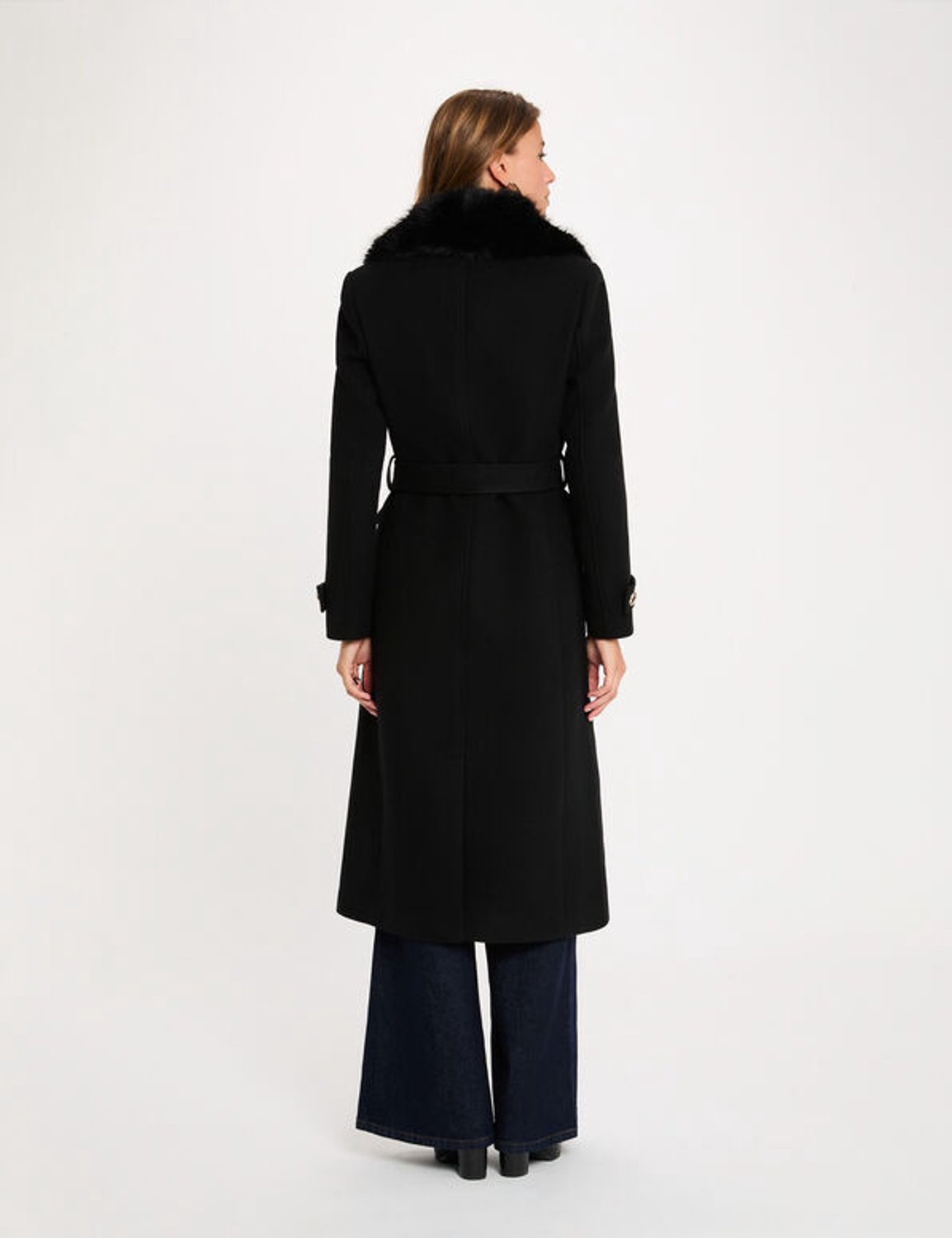 Morgan - Belted Long Coat 262-Gpeaks Black - Maat : 38