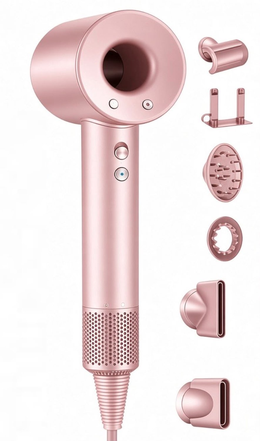 Atlasyx föhn - Haardroger - Professionele haardroger - Ionische föhn - Ionische haardroger - 1600 W - 5-in-1 - 17,5 cm - Roze