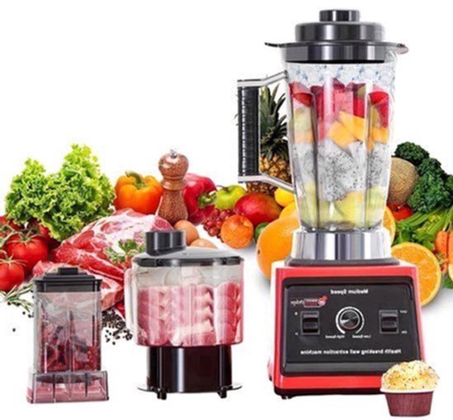 3-in-1 Mixer – Keukenmixer – Blendermachine – Smoothiemaker – Milkshakemixer – 700W Krachtige Motor – 15 Snelheidsstanden – 3 Mengkommen (3L, 1,5L, 0,5L)