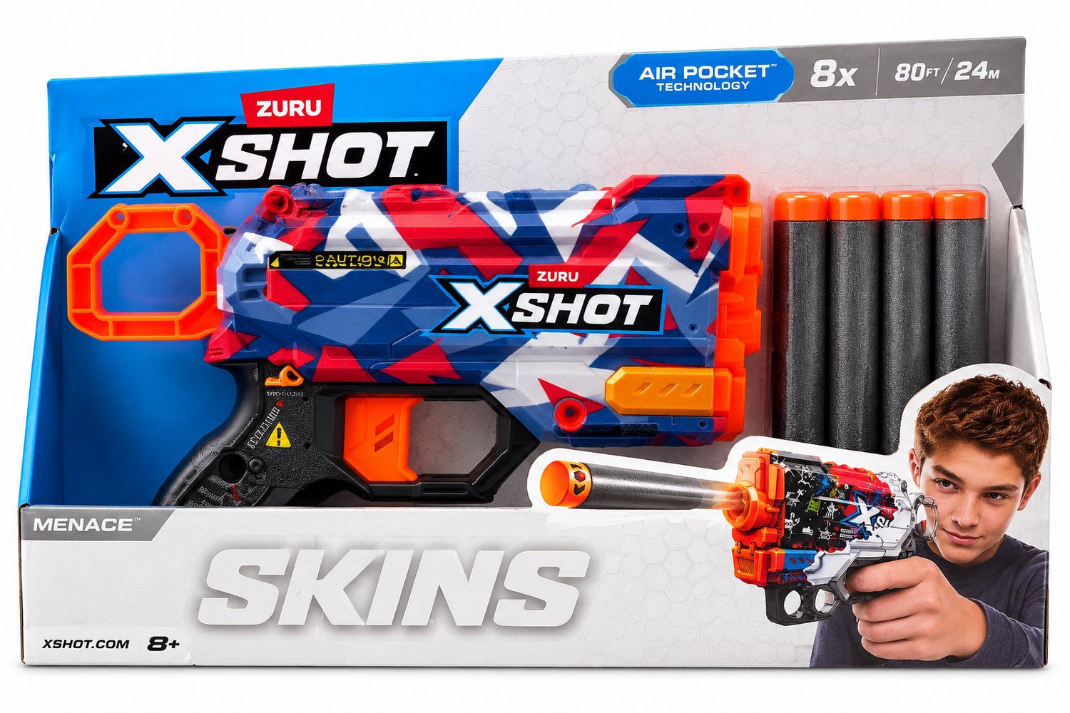 ZURU X-Shot Skins Malice Dartblaster – Inclusief 8 Air Pocket Darts – Bereik tot 24 Meter – Vanaf 8 Jaar