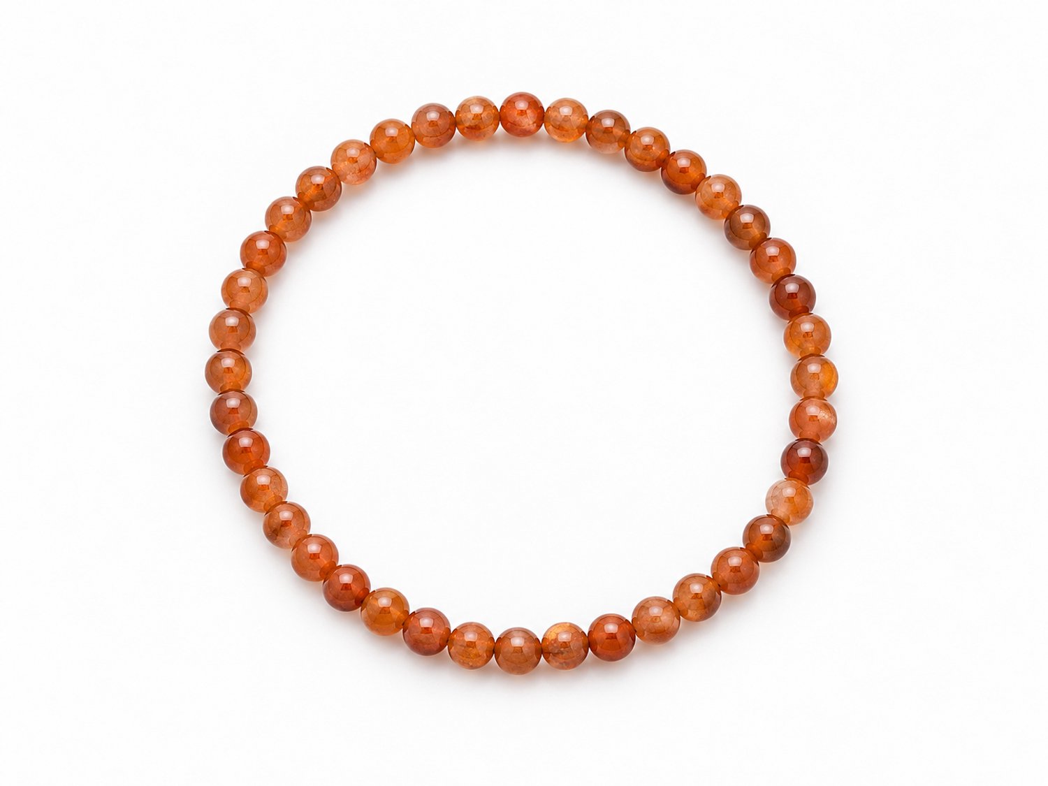 Oranje Granaat Armband 17 cm – 4 mm Kralen – Natuursteen Stretch Armband – Oranje Edelsteen Armband Dames en Heren