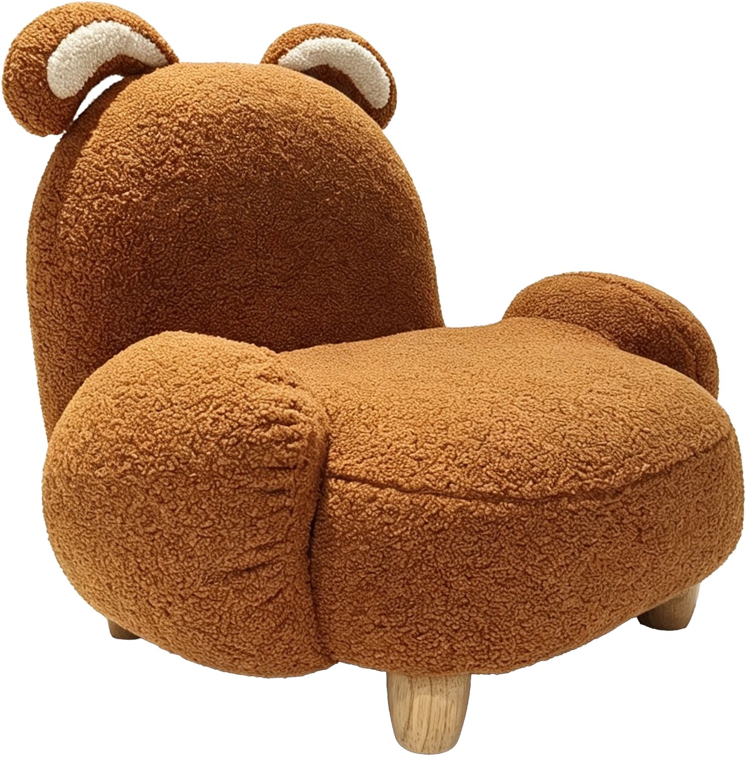 Sunny Lilo Kinderfauteuil Teddy Donkerbruin – 51 x 66 x 47 cm – Kinderstoel met Oortjes vanaf 3 jaar – Gestoffeerde Fauteuil voor Kinderkamer en Speelkamer – Houten Frame – Max. 100 kg – Peuterstoeltje voor Binnen