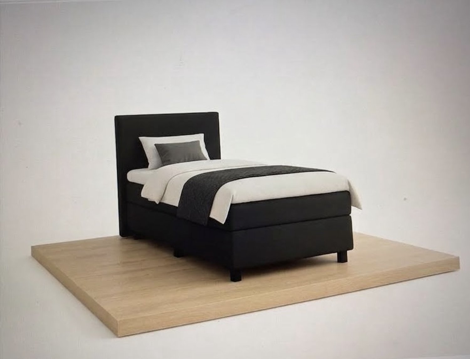 Boxspring DreamLux - 90x200 Compleet - Antraciet Glad - Puntrust Bedden