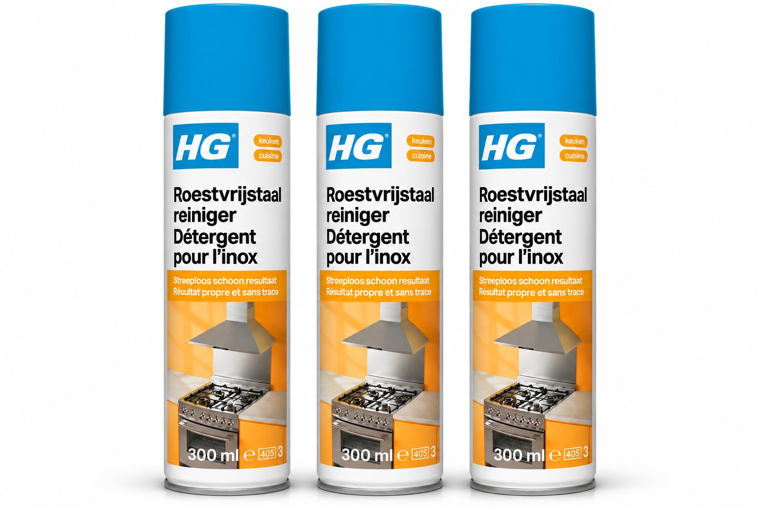 HG Roestvrijstaal Reiniger 300 ml - Streeploze RVS Reiniger 3 x 300 ml