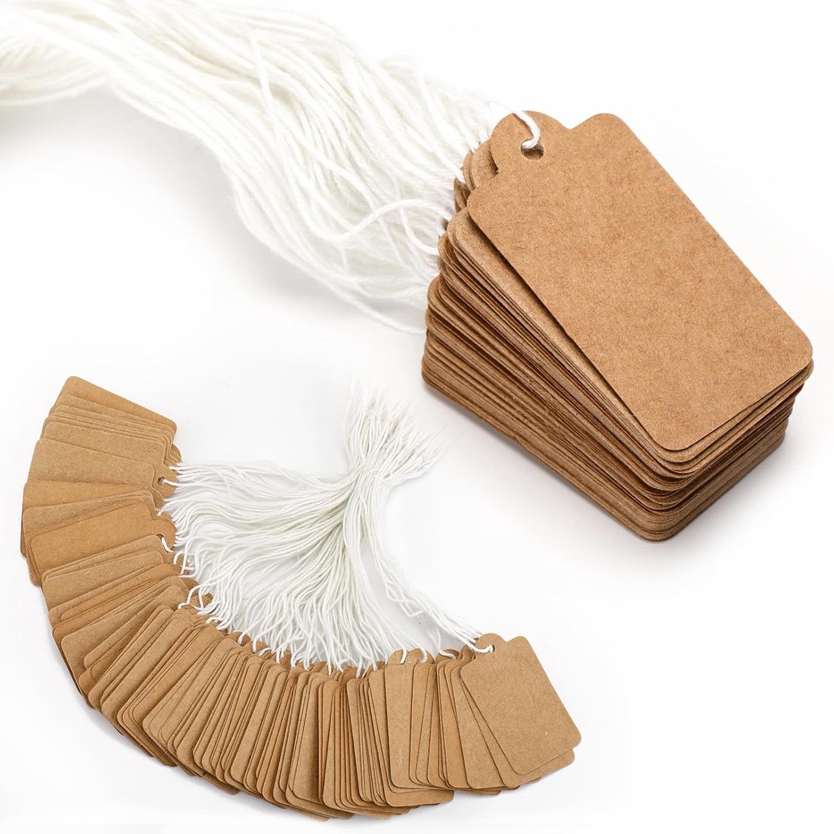 500 stuks kleine cadeaulabels voor kleding, prijskaartjes, ambachtelijke prijskaarten met koord, etiket van kraftpapier (2,5 cm x 4,5 cm)