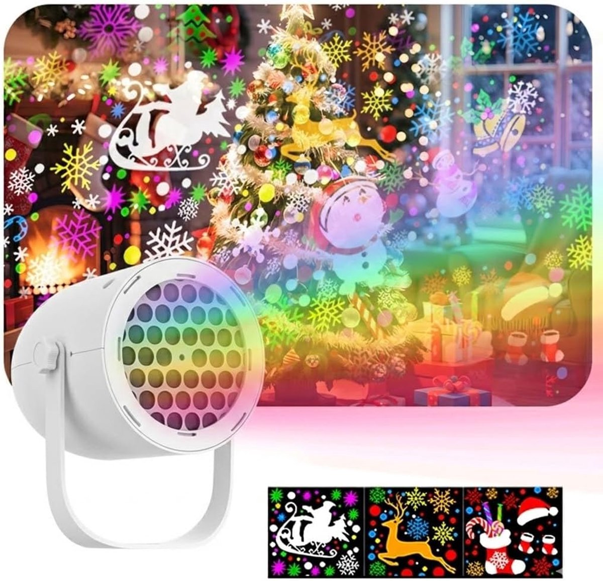 Kerstprojectorlamp - Led kerstprojector - Hd projectorlamp - Usb gevoede mini projectorKerstcadeau - Decoratieve verlichting voor Kerstmis - Geschikt voor plafonddecoraties terrasdecoraties wanddecoraties - Wit
