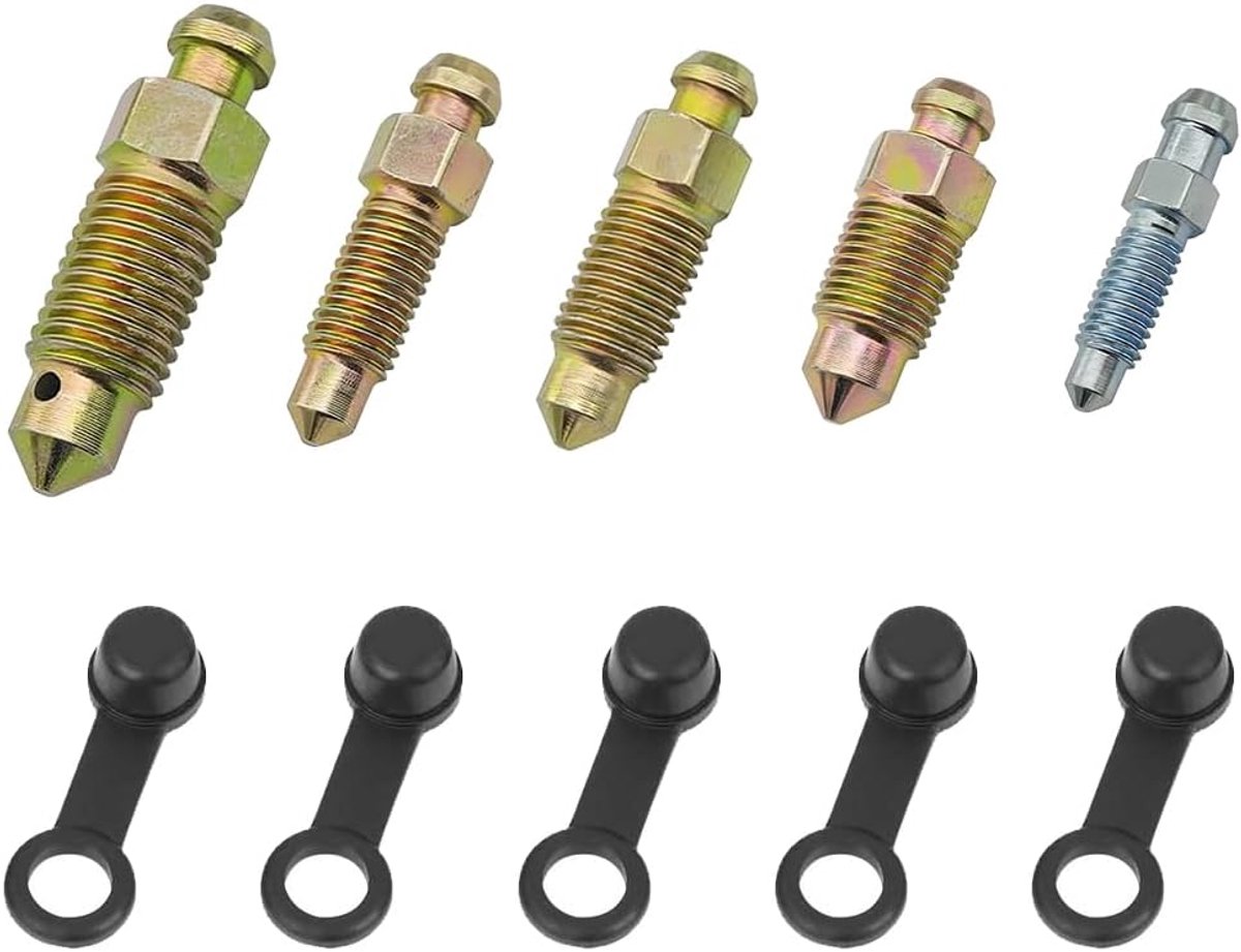 Dailygoods - Bleed Screws met Deksel - Voor Motoren - M6 M7 M8 M10 - 5 Stuks - Hoogwaardige kwaliteit - Vervangingsonderdelen - Geschikt voor diverse...