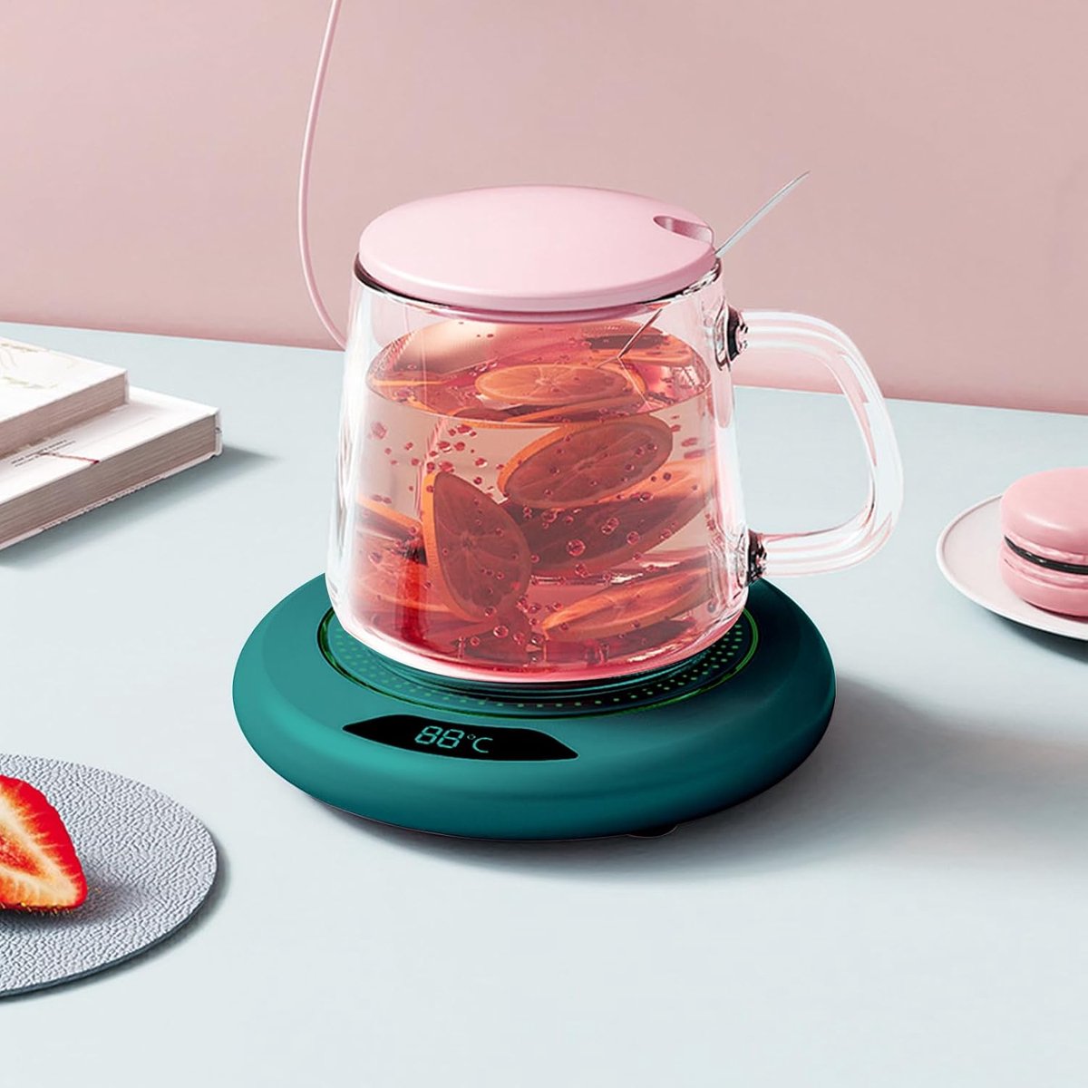 Kopjeswarmer, 3 temperatuurinstellingen, 20W USB slimme kopjeswarmer | Elektrische kopjeswarmer voor thee, melk, keuken, kantoor, thuis, cadeau | Cadeau voor thuis - groente