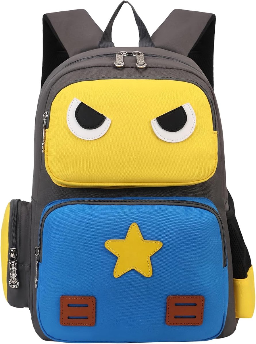 Kinderrugzak jongens kinderen rugzak dagrugzak schooltas rugzakken schoolrugzak schooltas voor jongens meisjes, geel/blauw, 40*30*10cm, modern