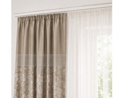 Gordijn en Vitrage Complete Set-Taupe/Beige