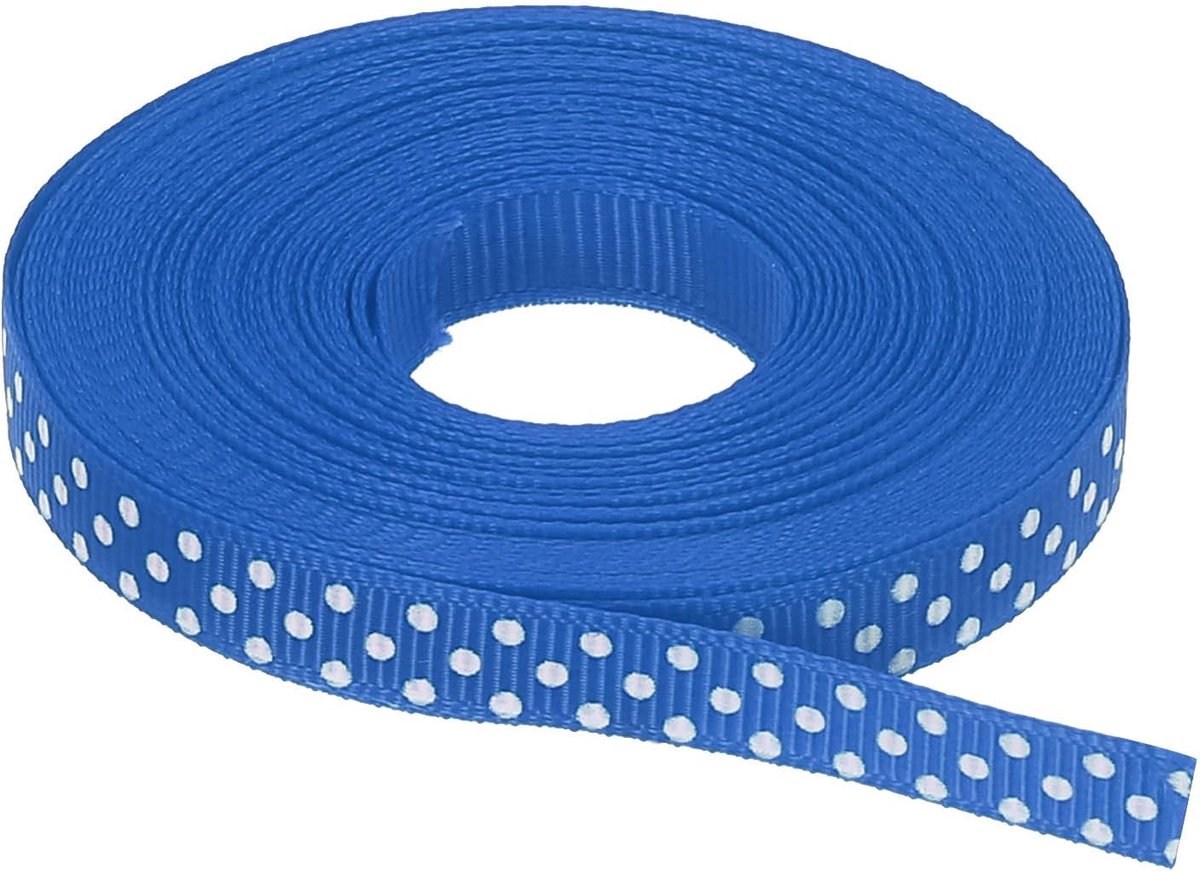 Linten, 6,5 m, 1,5 m, blauw, met witte stippen, lint, decoratie voor handwerk, geschenk, verpakking, bruiloft, knutselen, handwerk