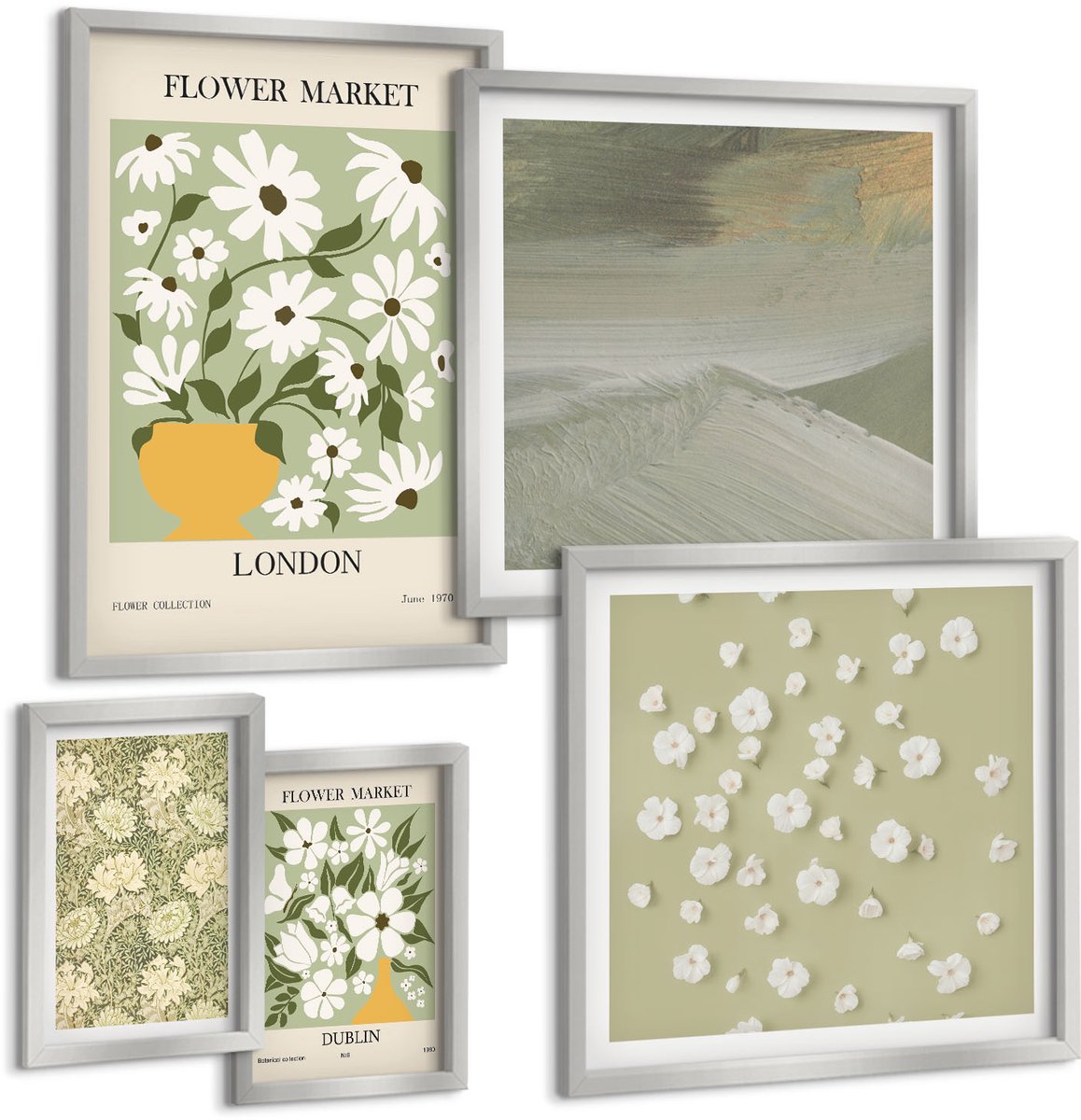 Coloray 5-Delige Schilderij Set - Strand Met Houten Trap En Een Schommel Aan Zee - 20 x 30 cm - Moderne Wanddecoratie - Woonkamer - Stijlvolle Muurdecoratie