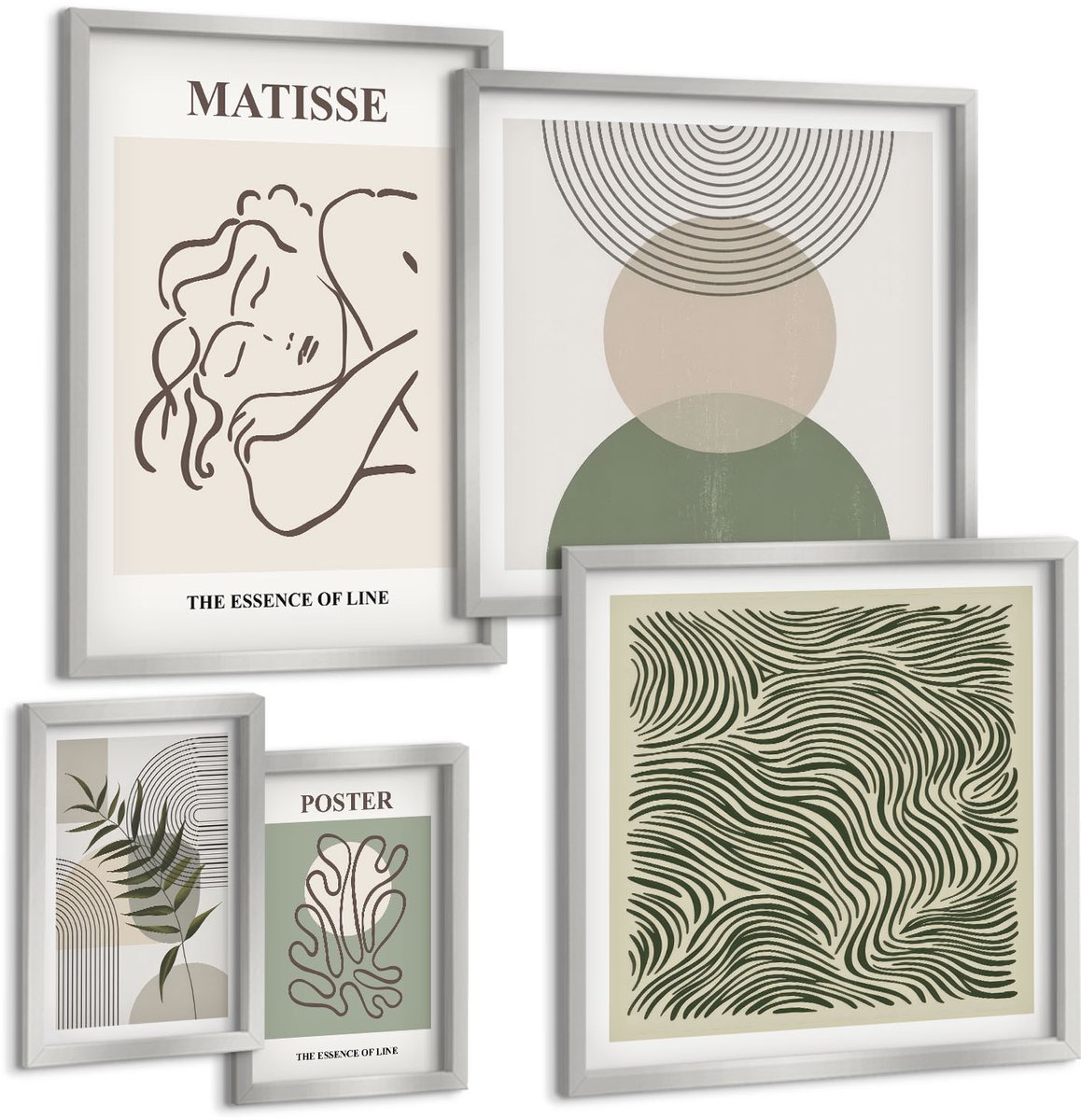 Coloray 5-Delige Schilderij Set - Bergen, Meer, Huisje En Mist In Het Bos - 20 x 30 cm - Wanddecoratie - Woonkamer Decoratie - Decoratieve Schilderijen