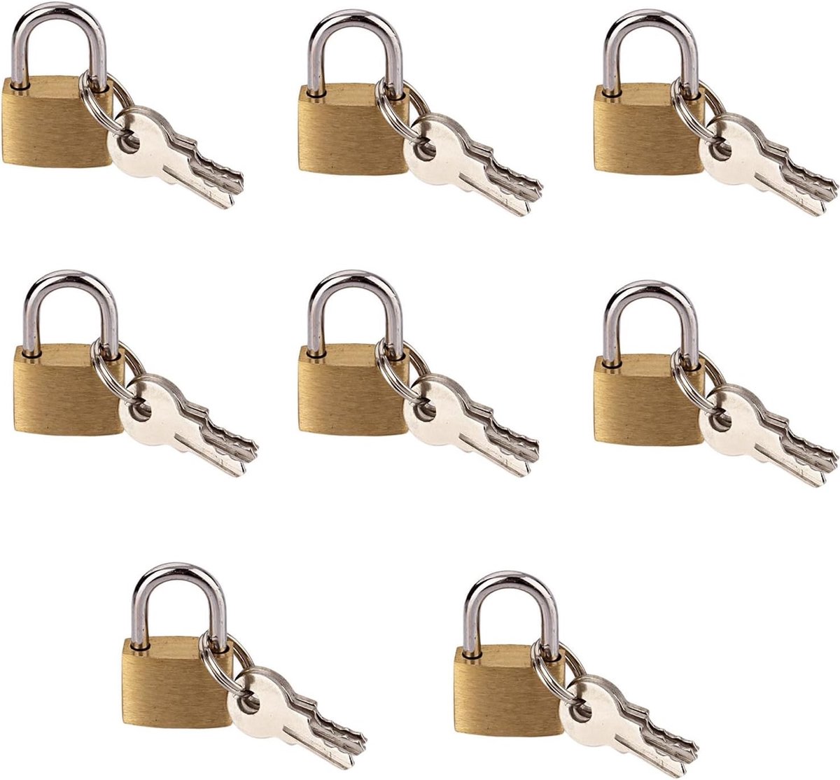 Mini Hangslot met Sleutels - Lange Schakel, Massief Messing, Ideaal voor Gym Lockers en Koffers