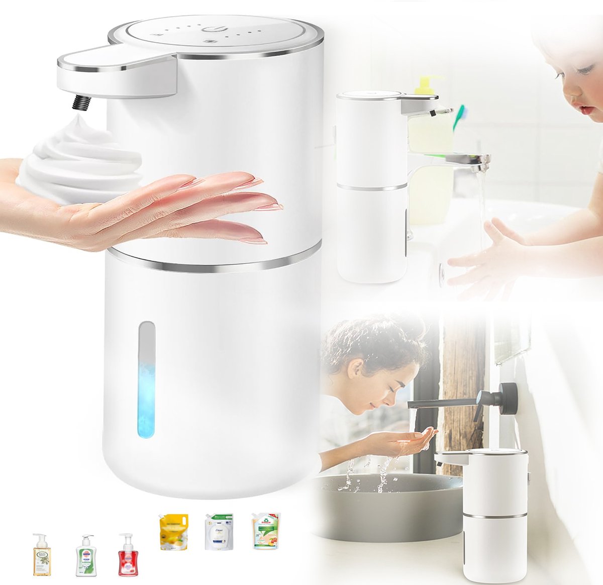 Automatische Schuimzeepdispenser, Wandgemonteerde Zeepdispenser, 380 Ml Contactloze Zeepdispenser, Met 4 Instelbare Niveaus.