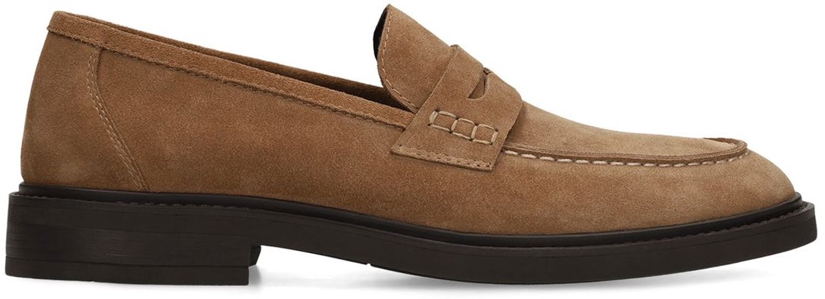 Manfield - Heren - Taupe suède loafers - Maat 45