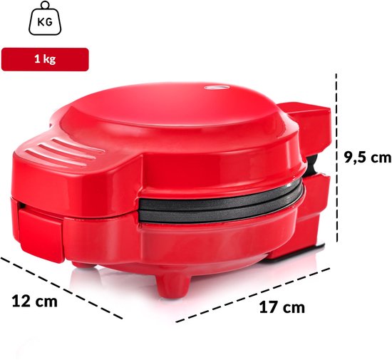 Wafelijzer Mini 4-in-1 met Verwisselbare Platen – Anti-aanbaklaag – Hart, Pompoen en Klassiek – 490 W — afbeelding 2